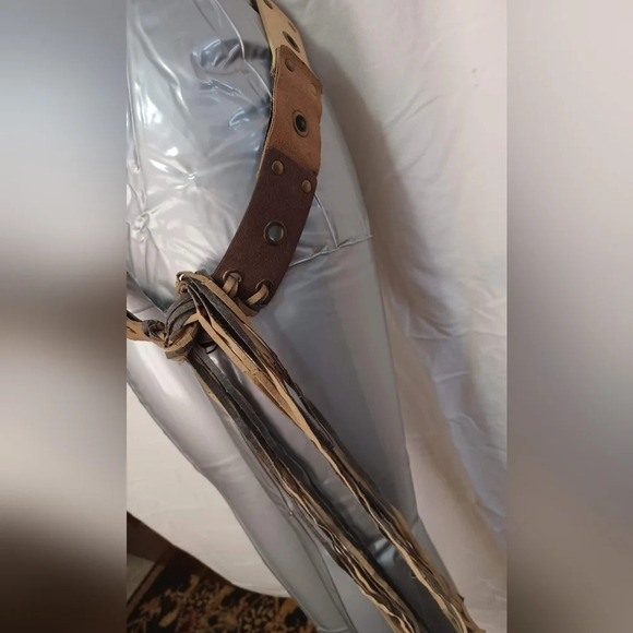 A Vintage Leather Brown Waist Tie Belt - Picture 3 of 6